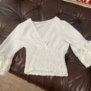 Altar'd State Cream Ruffle Blouse